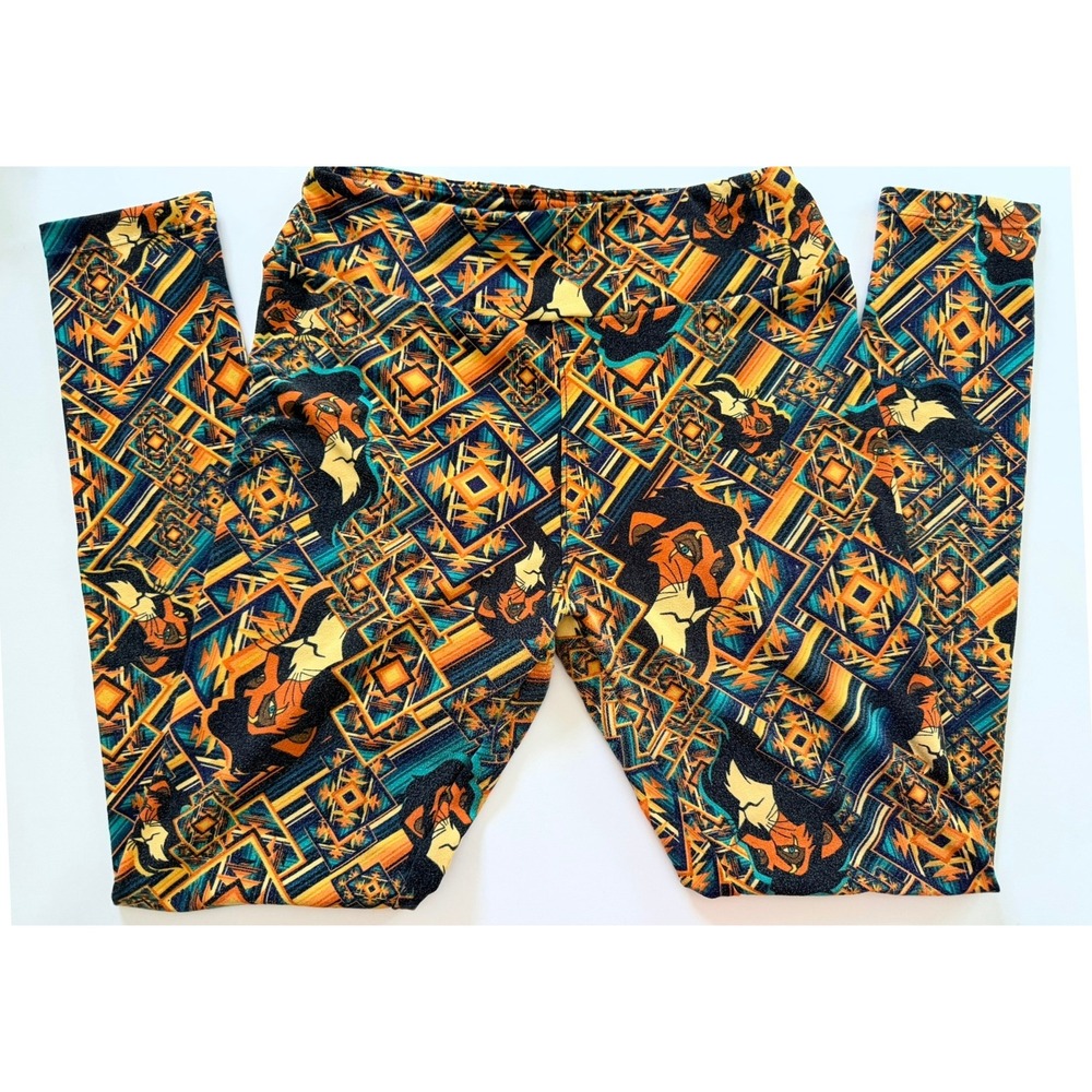 LuLaRoe Disney The Lion King Scar Leggings Geometric Tribal Print OS One Size